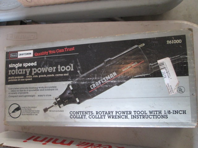 Sears Craftsman Single Speed Electric Rotary Tool in Original Box: Model 6961000, powers on