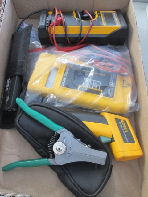 Greenlee Wire Stripper, Multi Meters and Fluke 62 Mini IR Therometer: .