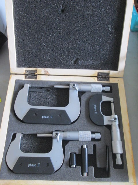 Phase II 0-3" Micrometer Set in Wood Case: .