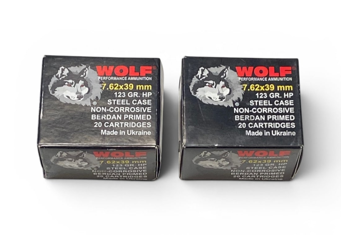 NIB 40rds. Of 7.62x39mm 123gr. HP Wolf Performance Ukraine Ammunition: See photos