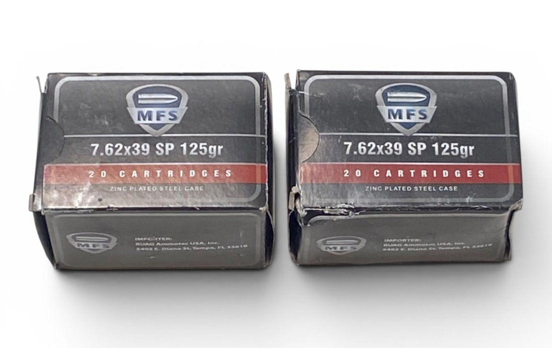 NIB 40rds. Of 7.62x39mm 125gr. SP MFS Zinc-Plated Steel Case Ammunition: See photos