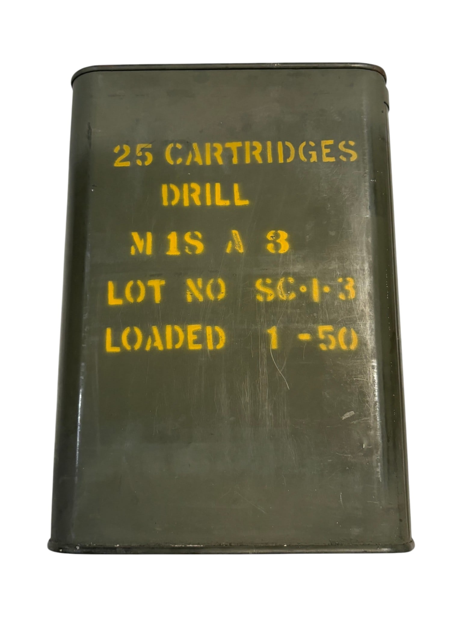 Sealed Spam Can of (25) Cartridges of 20mm M18A3 Drill Training Rounds - 3