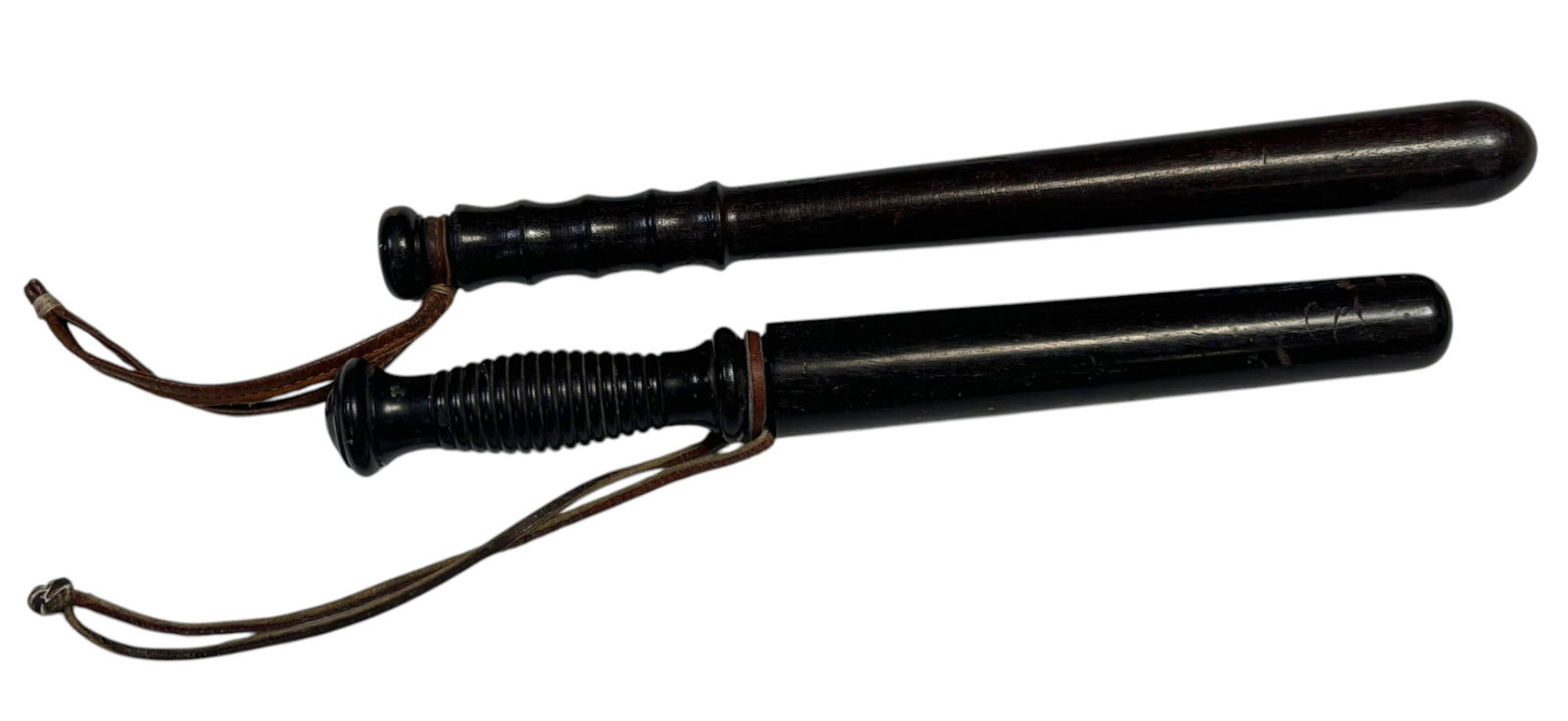(2) Late-1900s Wooden Police Batons: One 40rd. And one 30rd.