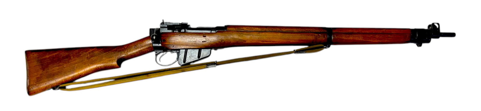 Excellent 1953 British Lee Enfield No. 4 MK II (F) .303 BRITISH Bolt Action Rifle: S#: PF362092, all matching, mfg. 1953 | 25" Barrel | Very unique brass-plated butt plate | Comes with (1) magazine and sling | Import marked by CAI |||| CONDITION: Excellent. 98% original arsenal