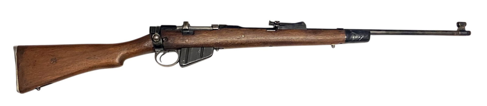 1966 Ishapore 2A1 7.62x51mm Sporterized Bolt Action Rifle: S#: H4415, matches on bolt and receiver | Mfg. 1966 | 25" Barrel | Comes with (1) magazine | India import stamp | S arrow A mark on stock |||| CONDITION: Good. 20% blued finish with thinning spots