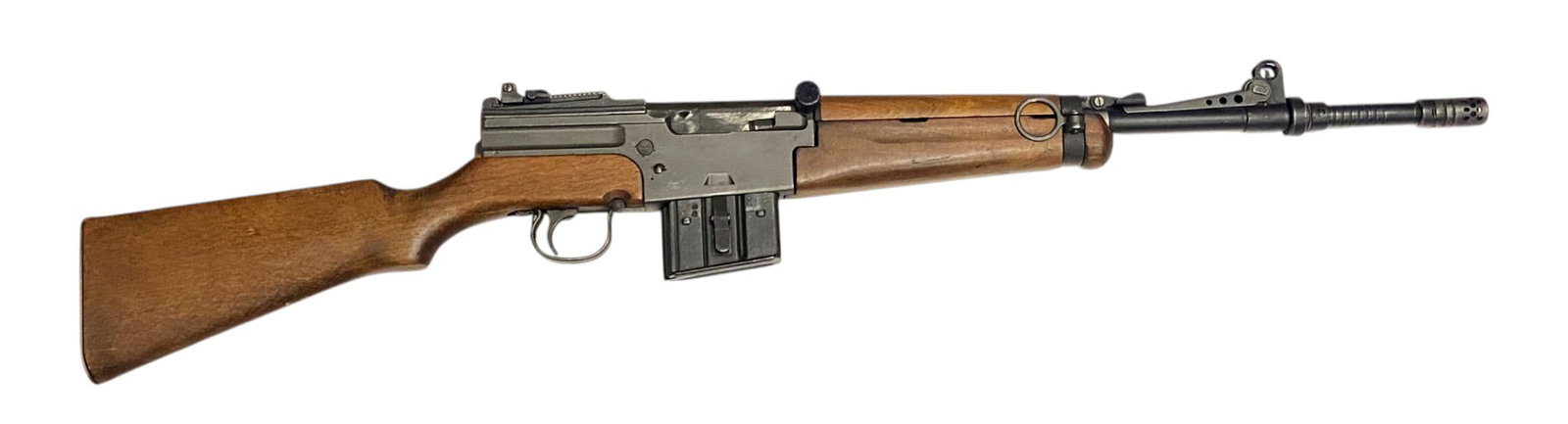 Excellent French MAS MLE 1949-56 .308 Semi-Automatic Rifle with Grenade Launcher Attachment: S#: G81244 | Mfg. 1949-1956 | 21" Barrel | Comes with (1) magazine | Grenade launcher attachment |||| CONDITION: Excellent. 98% original parkerized finish. Wood stock is excellent and solid. Mechanica