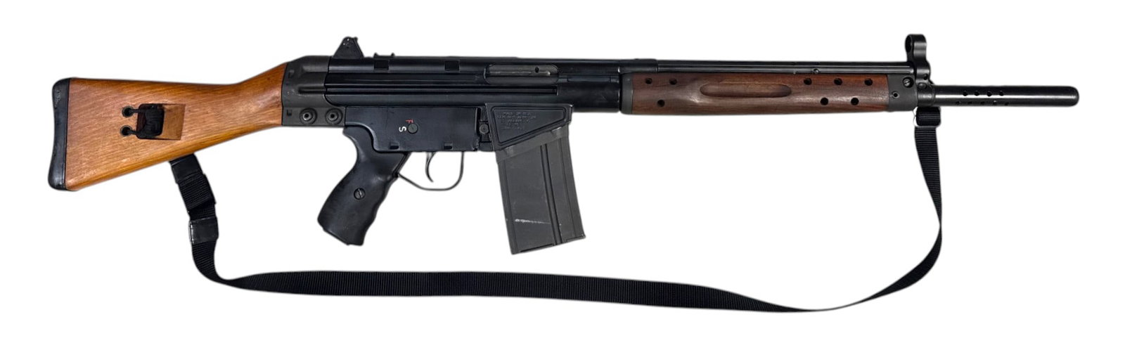 Excellent Century Arms CETME FAL .308 Semi-Automatic Rifle: S#: C01556 | 21" Barrel | Comes with (2) magazines | Wood grain furniture | Comes with sling |||| CONDITION: Excellent. 99% original matte blued finish, with minor storage wear and light use. Wood sto
