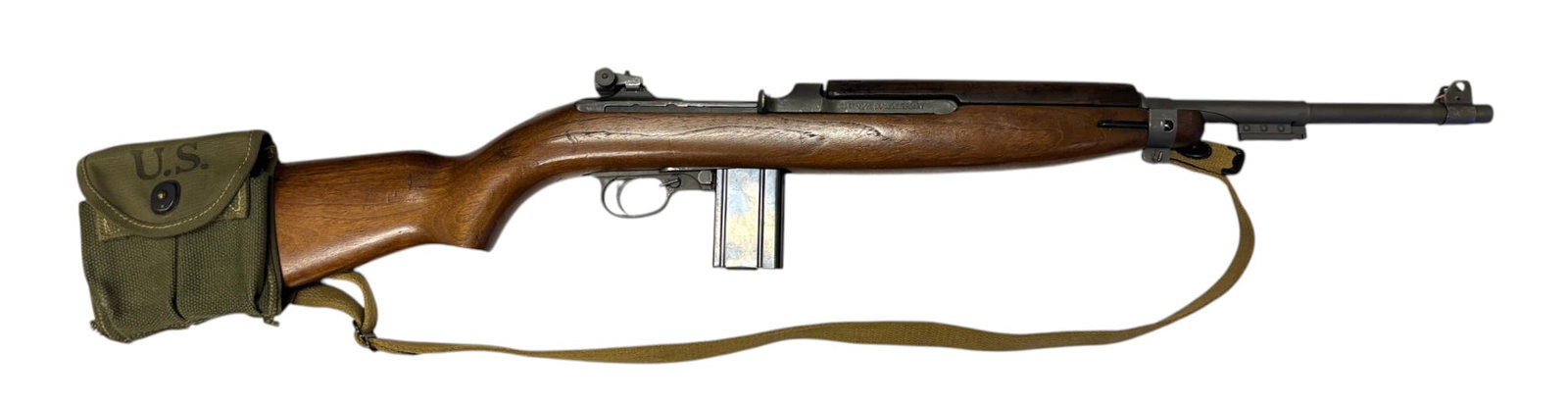 Excellent 1991 50th Anniversary Iver Johnson M1 .30 CAL. Carbine with Sling and Magazine Pouch: S#: AA70859 | 18" Barrel | Comes with (1) Underwood magazine | Sling seems to be period correct for a WWII sling | Magazine pouch is by Parfait dated 1943 |||| CONDITION: Excellent. 98% original