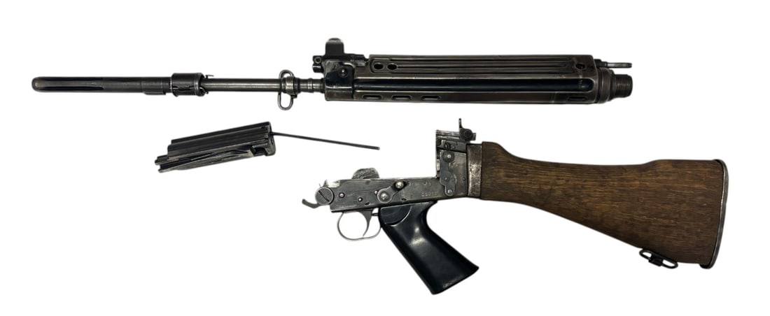 Hard-To-Find German G1 FAL Parts Kit: Believed to be a Bundeswehr “C” Pattern G1 FAL Kit | Comes with lower (stock lower receiver, grip, rear sight, trigger grouping), barrel kit (aluminum hand guard, Barrel with flash hider,