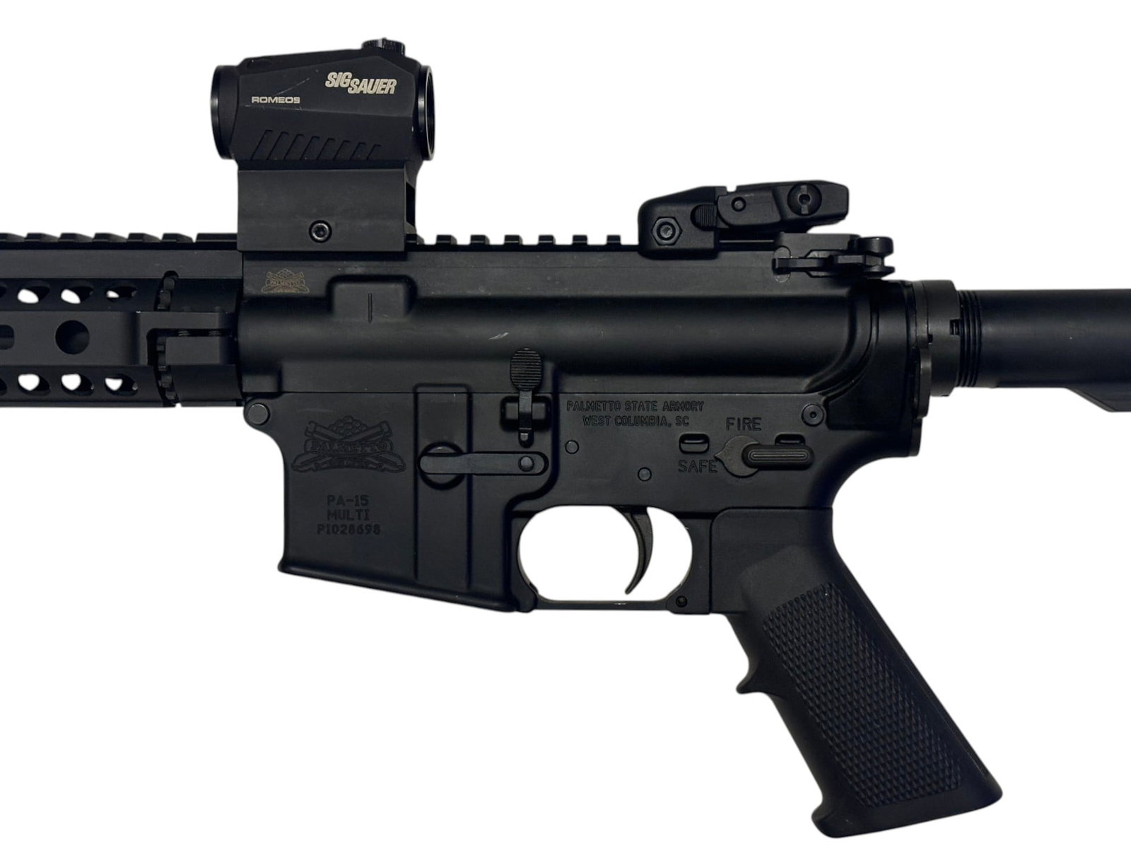 Excellent 2016 PSA Model PA-15 5.56mm Semi-Automatic 8.5" AR Pistol with Sig Sauer Red Dot - 7