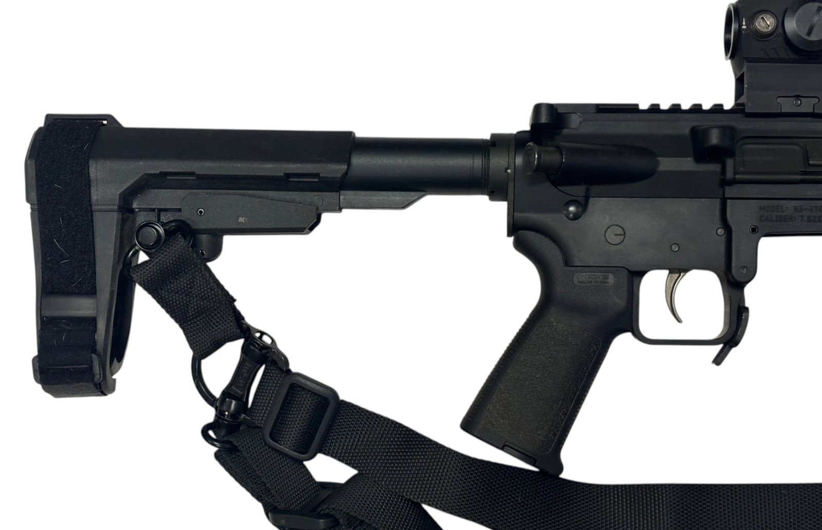 Excellent PSA Model KS-47G2 7.62x39mm Semi-Automatic 10" AR Pistol with Sig Sauer Red Dot & Sling - 8