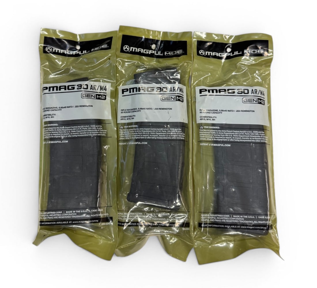 (3) NIB Magpul PMAG 30 AR/M4 (30-Round, AR-15) Gen 2 Magazines: MAG571-BLK