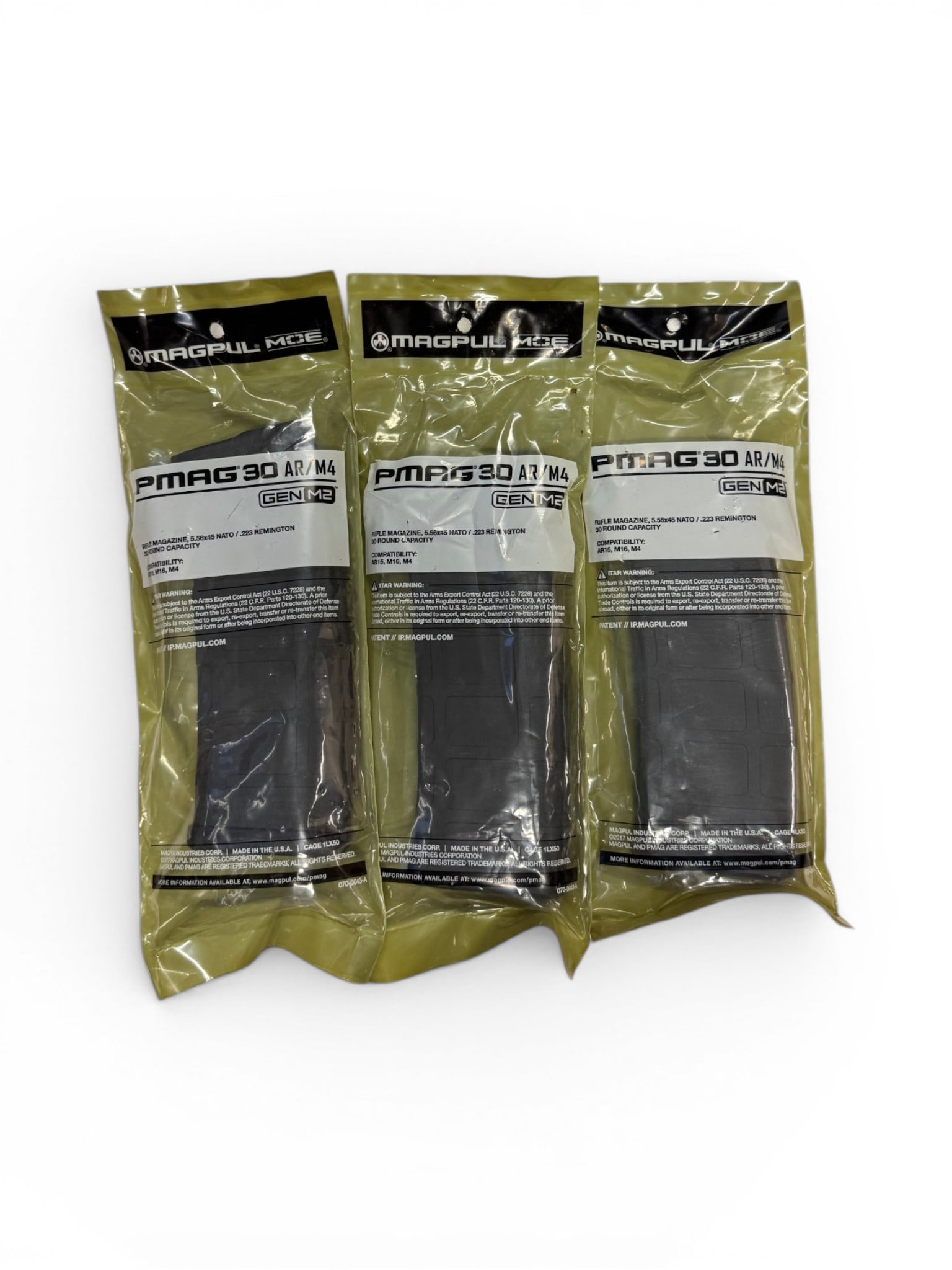 (3) NIB Magpul PMAG 30 AR/M4 (30-Round, AR-15) Gen 2 Magazines: MAG571-BLK