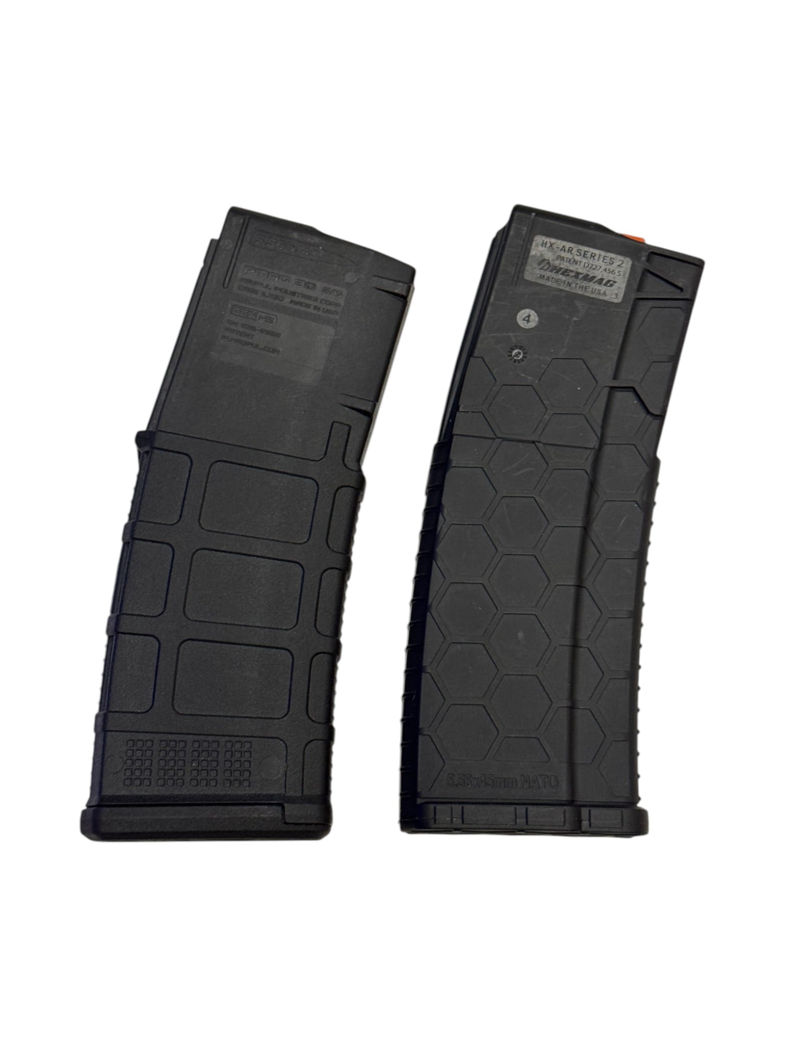 (2) AR-15 30rd. Magazines - (1) Magpul PMAG 30 Gen 3 and (1) HX-AR Series 2 HexMag: See Photos