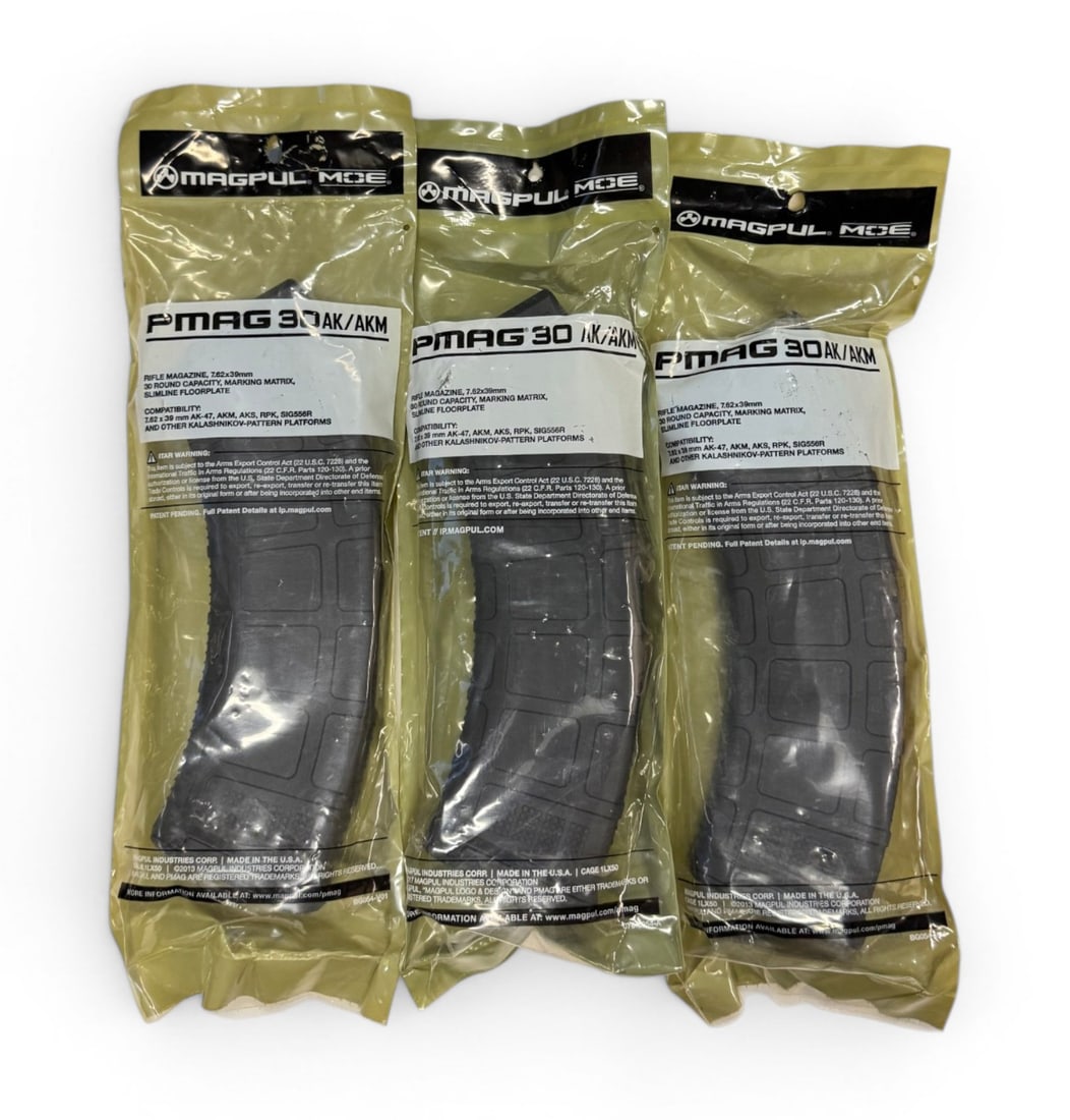 (3) NIB Magpul PMAG 30 AK/AKM 7.62x39mm (30-Round, AK-47/AKM) Magazines: MAG572-BLK