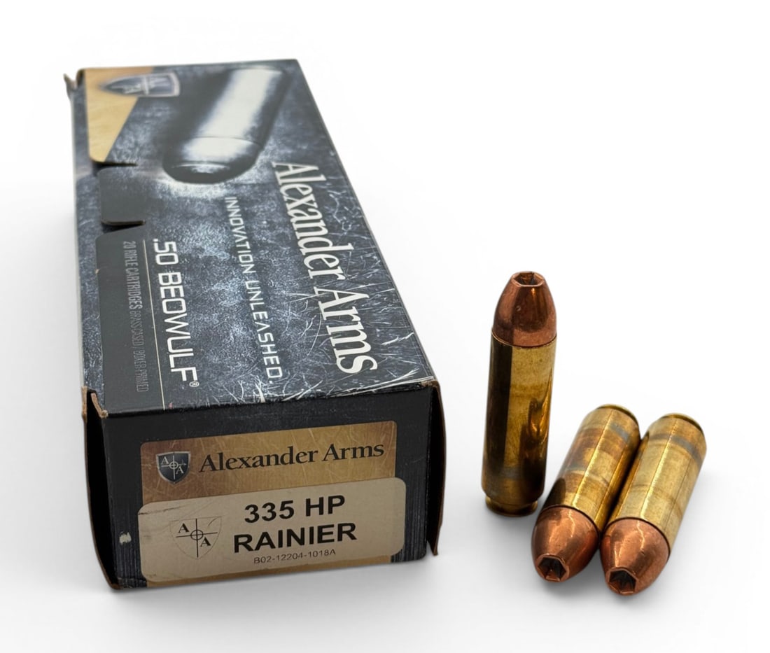 NIB 20rds. of .50 BEOWULF 335gr. HP Rainier Alexander Arms Ammunition: High Quality and Expensive Ammunition
