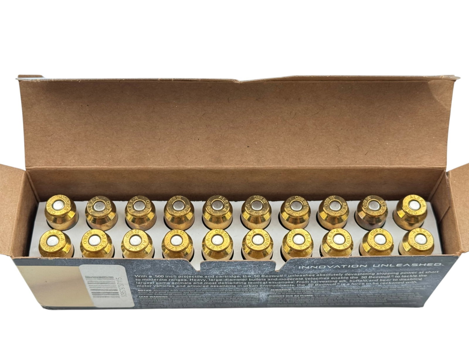 NIB 20rds. of .50 BEOWULF 335gr. HP Rainier Alexander Arms Ammunition - 2
