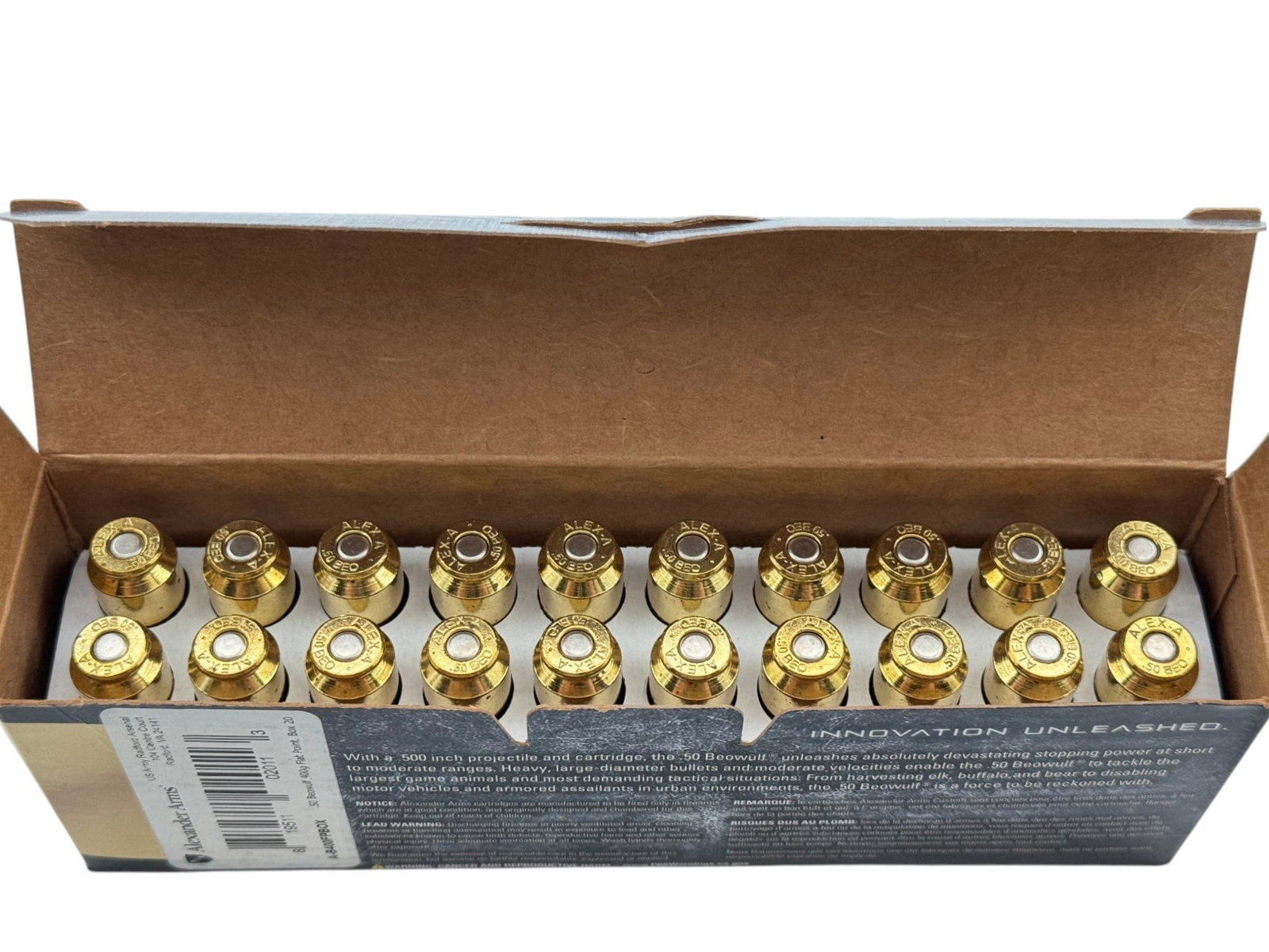 NIB 20rds. of .50 BEOWULF 400gr. FP Hawk Alexander Arms Ammunition - 2