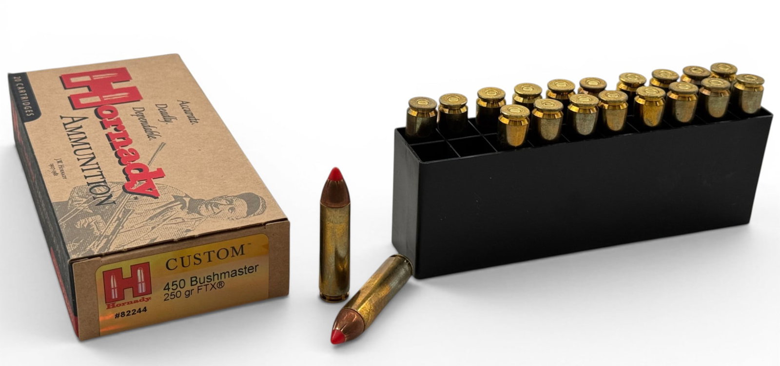 NIB 20rds. of 450 BUSHMASTER 250gr. FTX Hornady Ammunition: High Quality and Expensive Ammunition