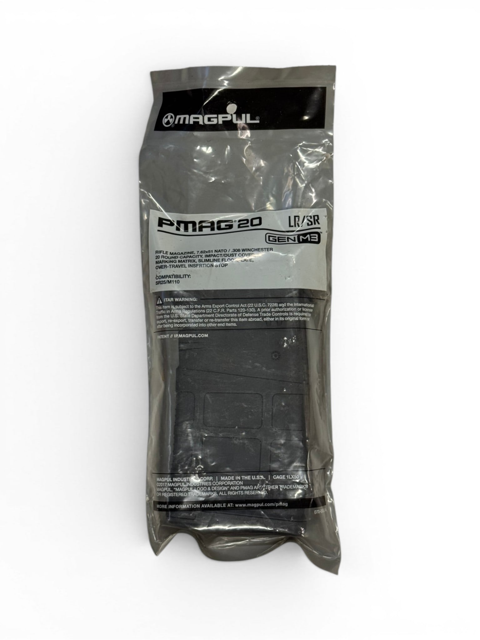 (1) NIB Magpul PMAG 20 LR/SR 7.62x51mm, .308 WIN. (20-Round, AR-10) Gen 3 Magazine: MAG291-BLK
