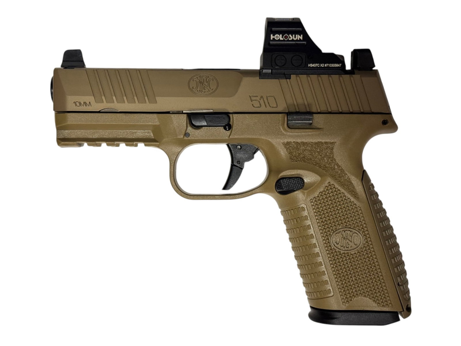 Excellent FN 510 MRD Semi-Automatic 10mm FDE Pistol with Holosun 407C RMR in Original Box - 5
