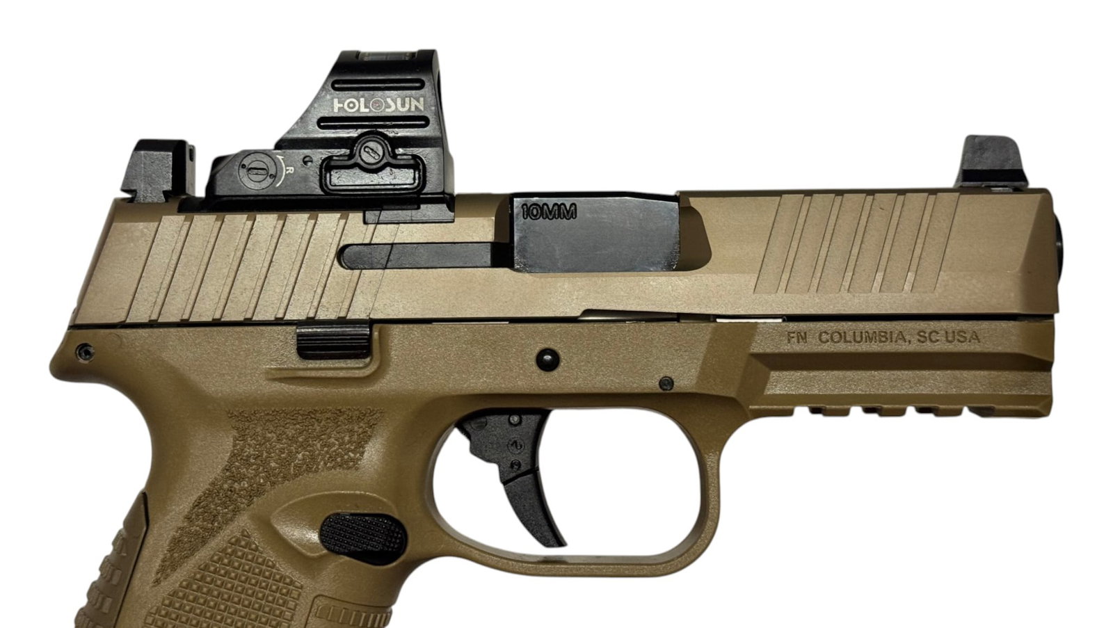 Excellent FN 510 MRD Semi-Automatic 10mm FDE Pistol with Holosun 407C RMR in Original Box - 8