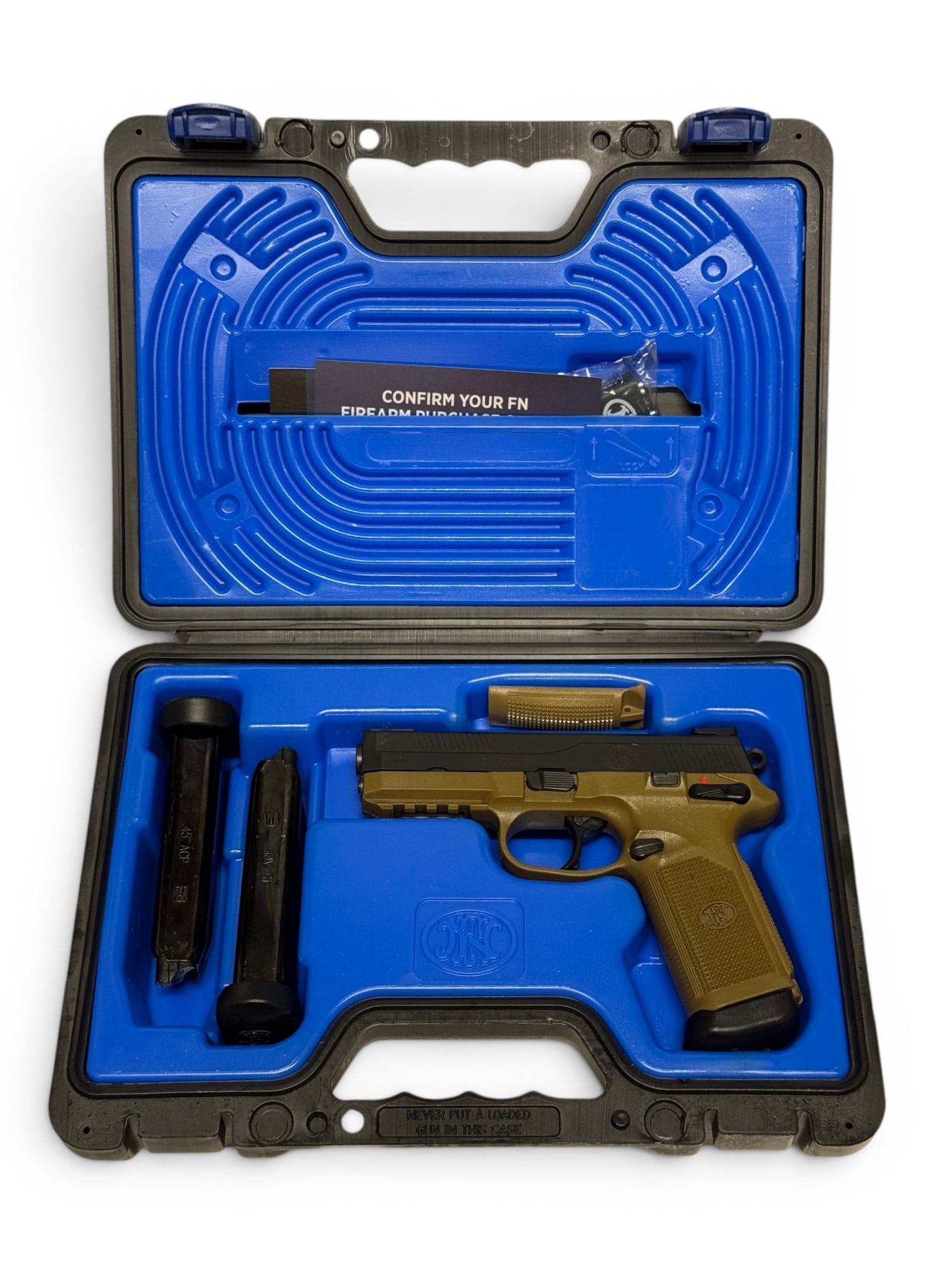 Excellent FN FNX-45 .45 ACP Two-Tone FDE/Black Semi-Automatic Pistol in Original Box - 2