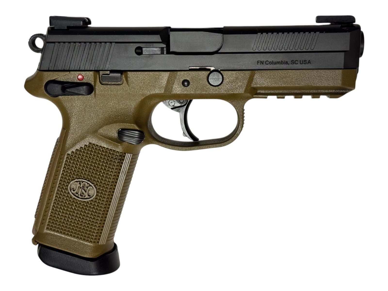 Excellent FN FNX-45 .45 ACP Two-Tone FDE/Black Semi-Automatic Pistol in Original Box - 6