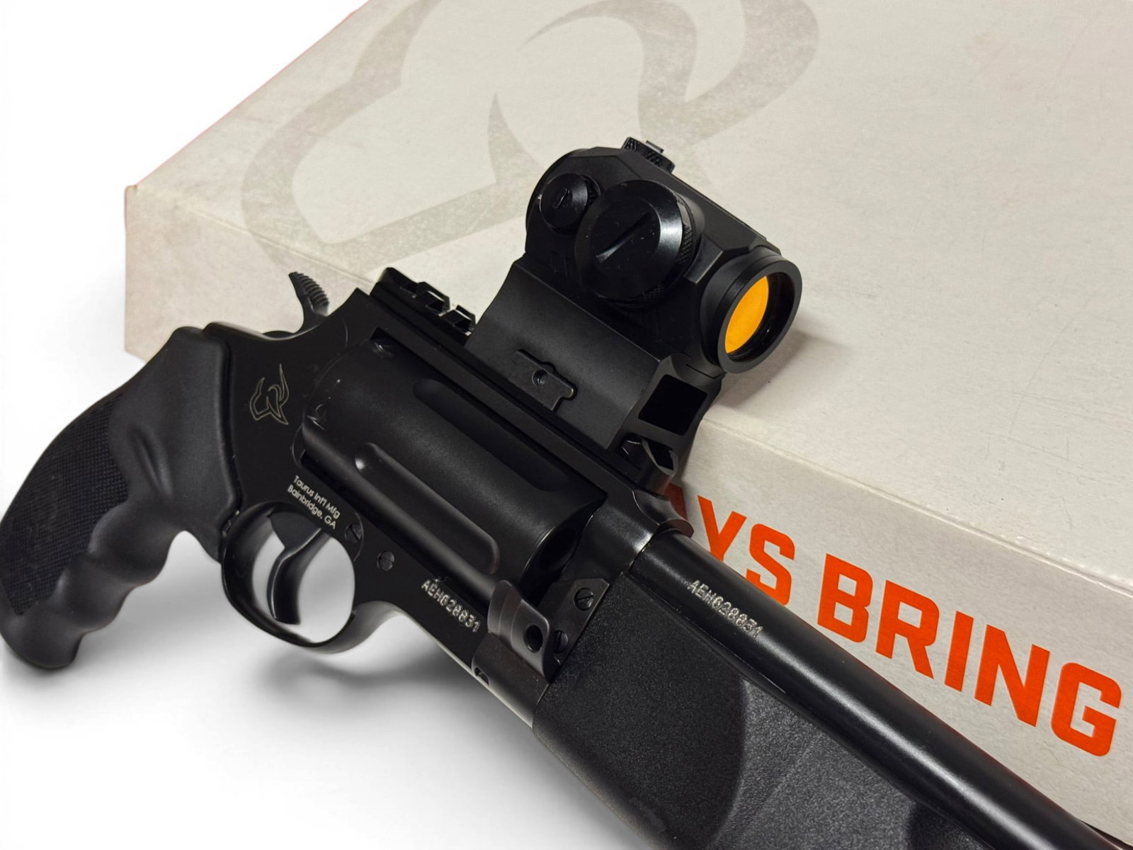 Excellent Taurus Judge Home Defender .45 LC/.410 GA. 13" Revolver with Sig Romeo5 Red Dot in Box - 3