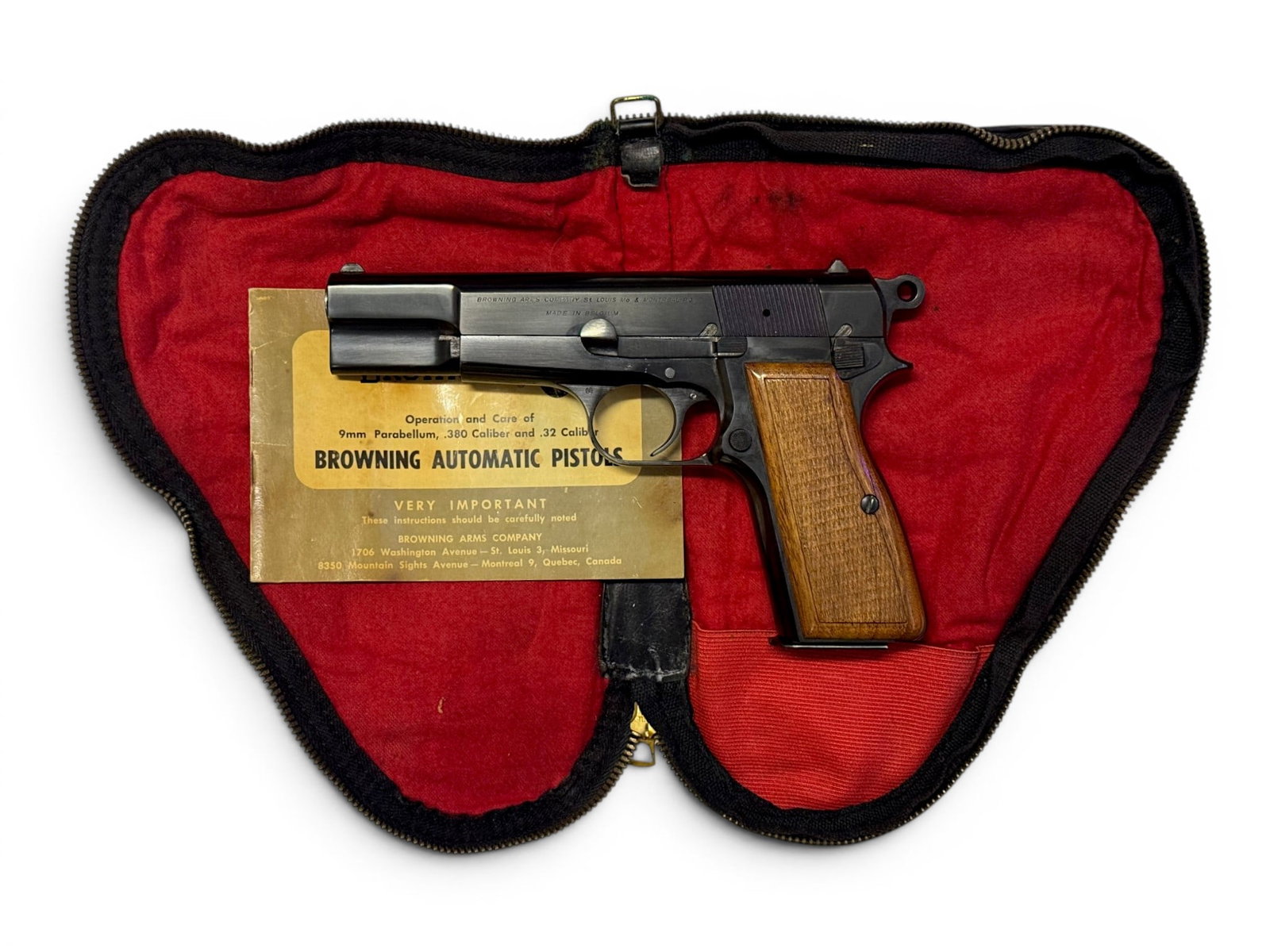 MINT 1969 Belgian FN ingBrown "T-Series" Hi-Power 9mm Semi-Automatic Pistol in Case: S#: T260840 | Mfg. 1969 | Desirable "T-Series" that some would consider the best fit and finish of all High Power pistols ever produced and it was manufactured in the great year of 1969 much like a lo