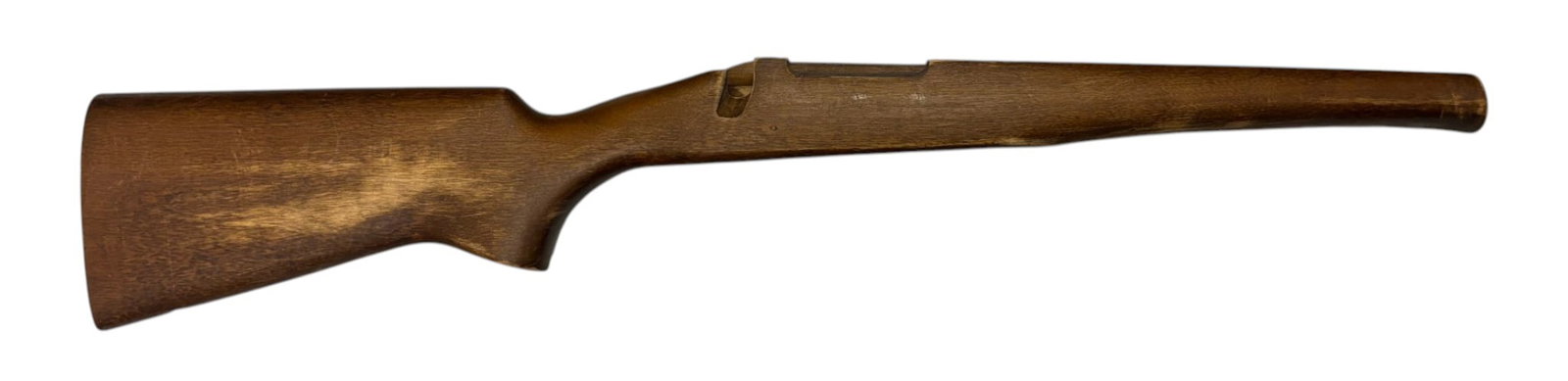 Sporterized Mauser K98 Stock: Used and solid condition, scratches throughout and areas with lighter surface, and needs refinishing. Believed to be for a K98 but no guarantees. See photos