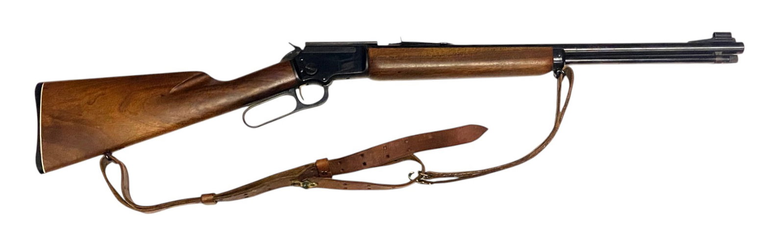 Early 1957 Marlin Model 39A .22 S-L-LR Lever Action Takedown Rifle: S#: P27186 | 20" Barrel | Comes with leather sling |||| CONDITION: Very good. 95% original blued finish with some surface scratches. Mechanically functions. Bore is excellent ||||| CLASS: C&R