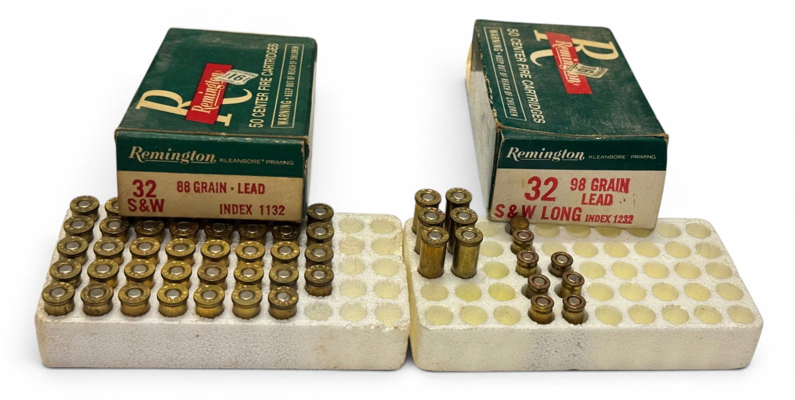 39rds. of .32 S&W 88gr. Lead & 6rds. of .32 S&W LONG 98gr. Lead Ammunition: Factory ammunition in good condition. Includes (7) Factory .25 ACP and (1) .22 LR Cartridges