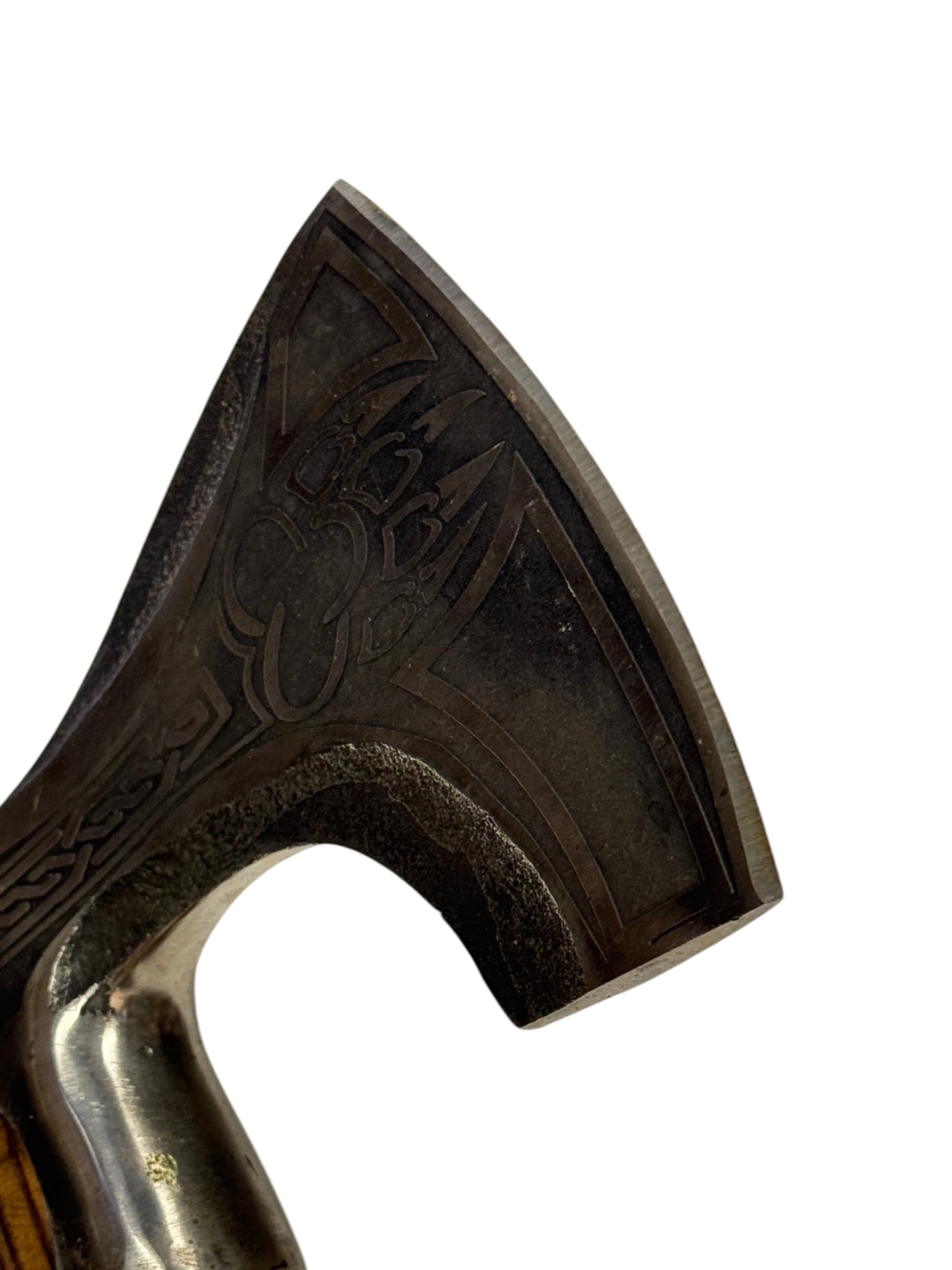 Hand Forged Viking Battle Axe / Hatchet with Black and Blue Leather Grip Cover - 6