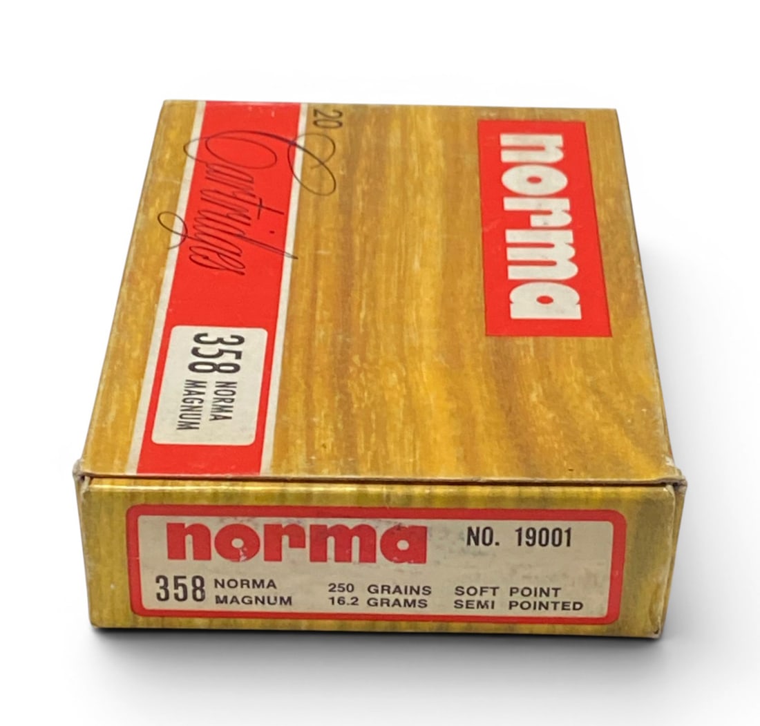 NIB Vintage Collectible 20rds. Of .358 NORMA MAGNUM 250gr. SP Norma Ammunition: See photos