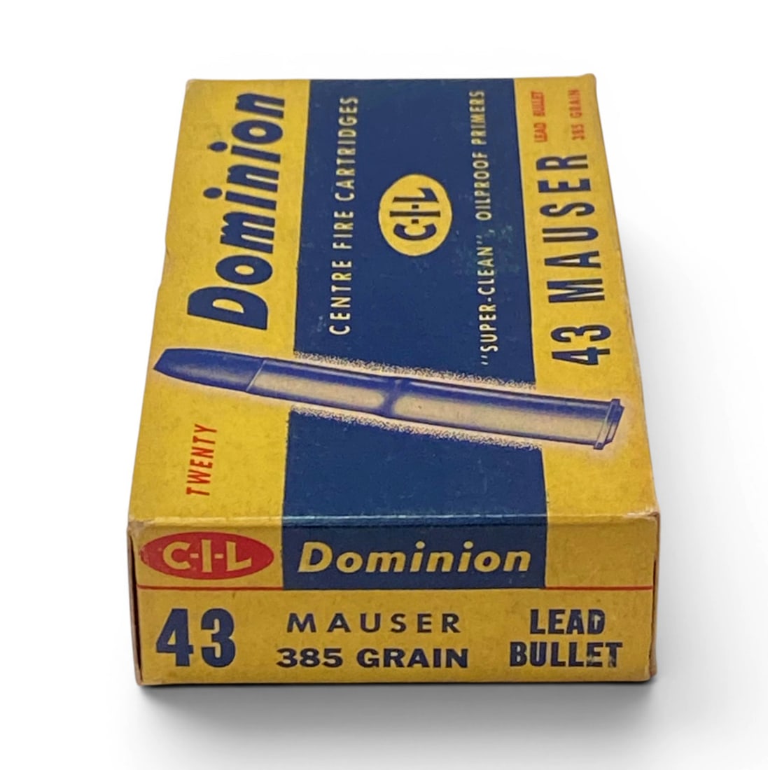 NIB RARE Vintage Collectible 20rds. Of .43 MAUSER 385gr. Dominion Ammunition: See photos - Ammunition and box in excellent condition.