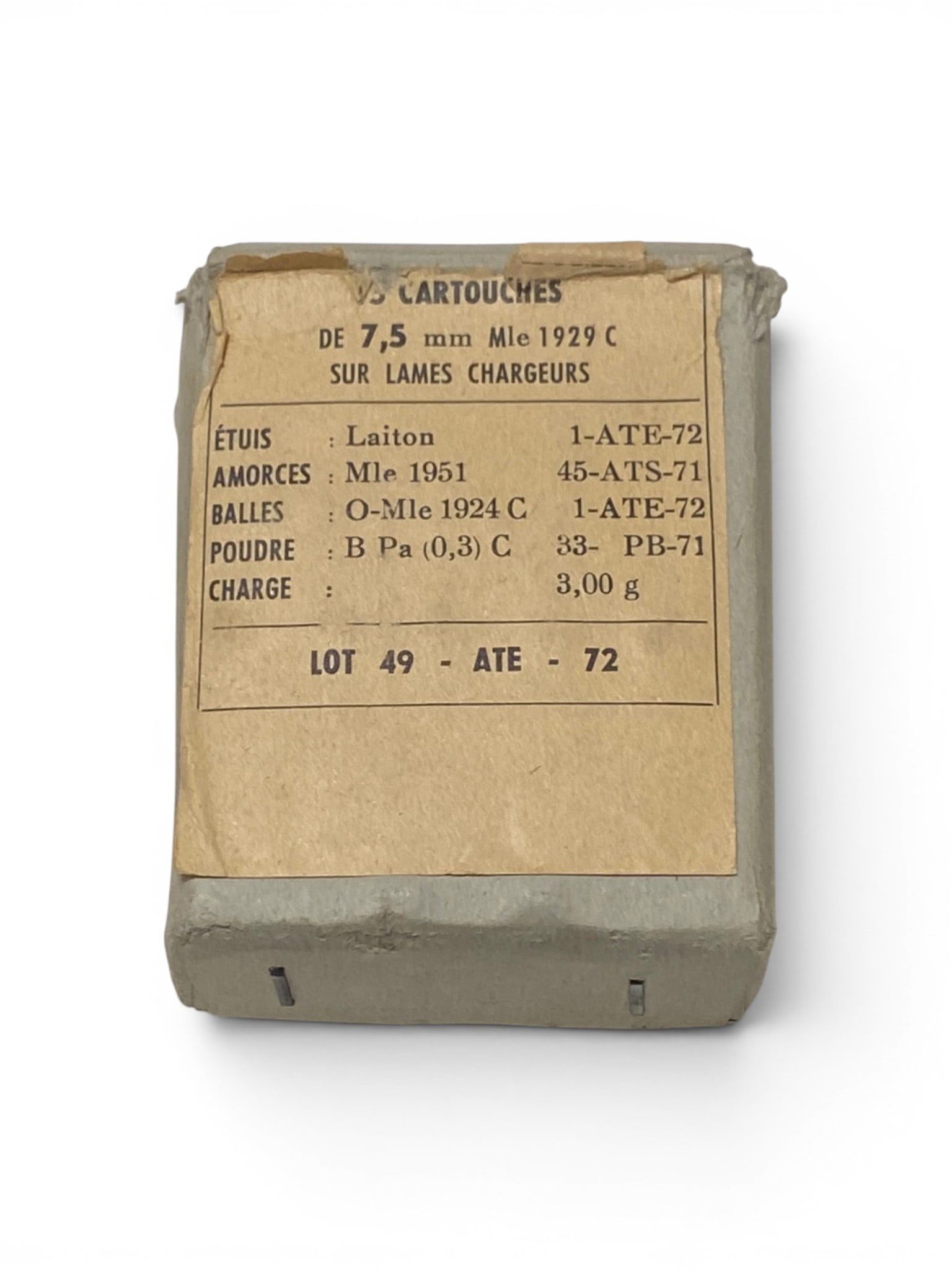 NIB Vintage Collectible French Surplus 15rds. Of 7.5mm Ammunition with One Stripper Clip: See photos
