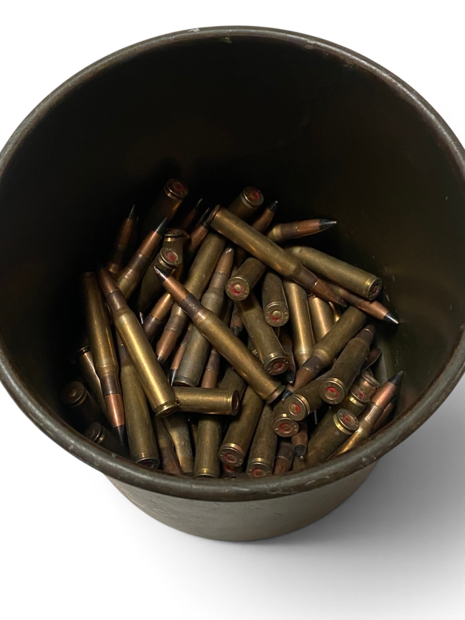 6.8 Lbs. of .30-06 Military Surplus Specialty Ammo in Resealable 1950s Military Green Drum Metal ... - 2