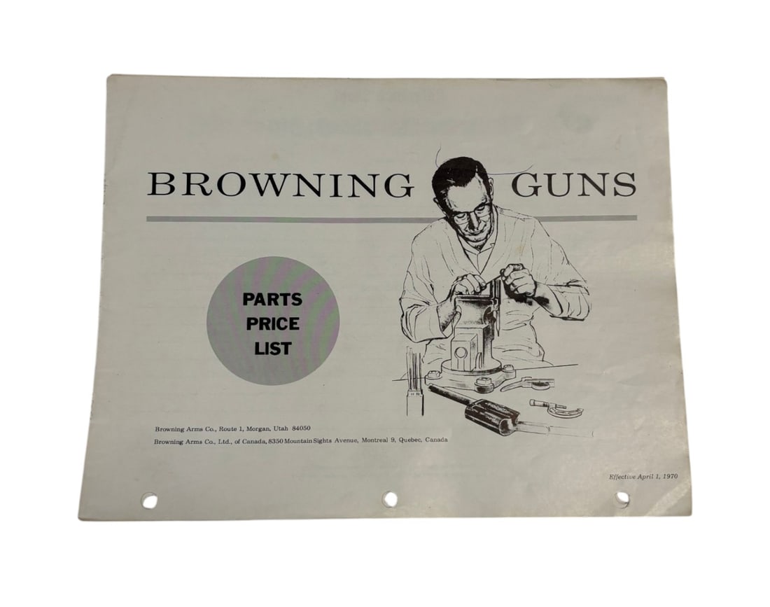 Vintage 1970 Browning Guns Hearts Price List and Record Book: See photos