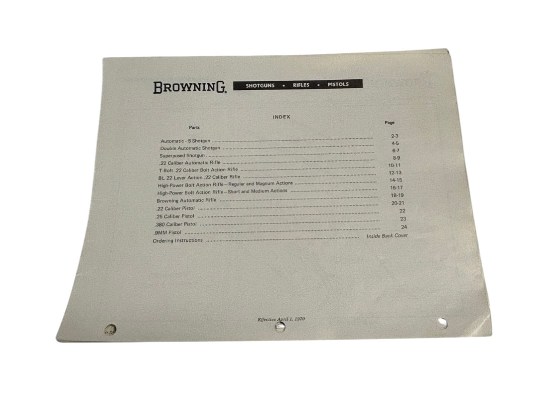 Vintage 1970 Browning Guns Hearts Price List and Record Book - 3