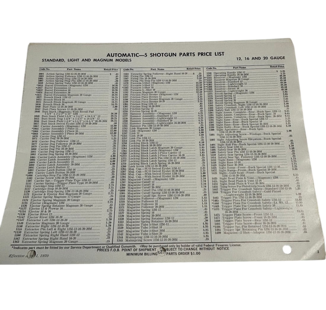 Vintage 1970 Browning Guns Hearts Price List and Record Book - 4