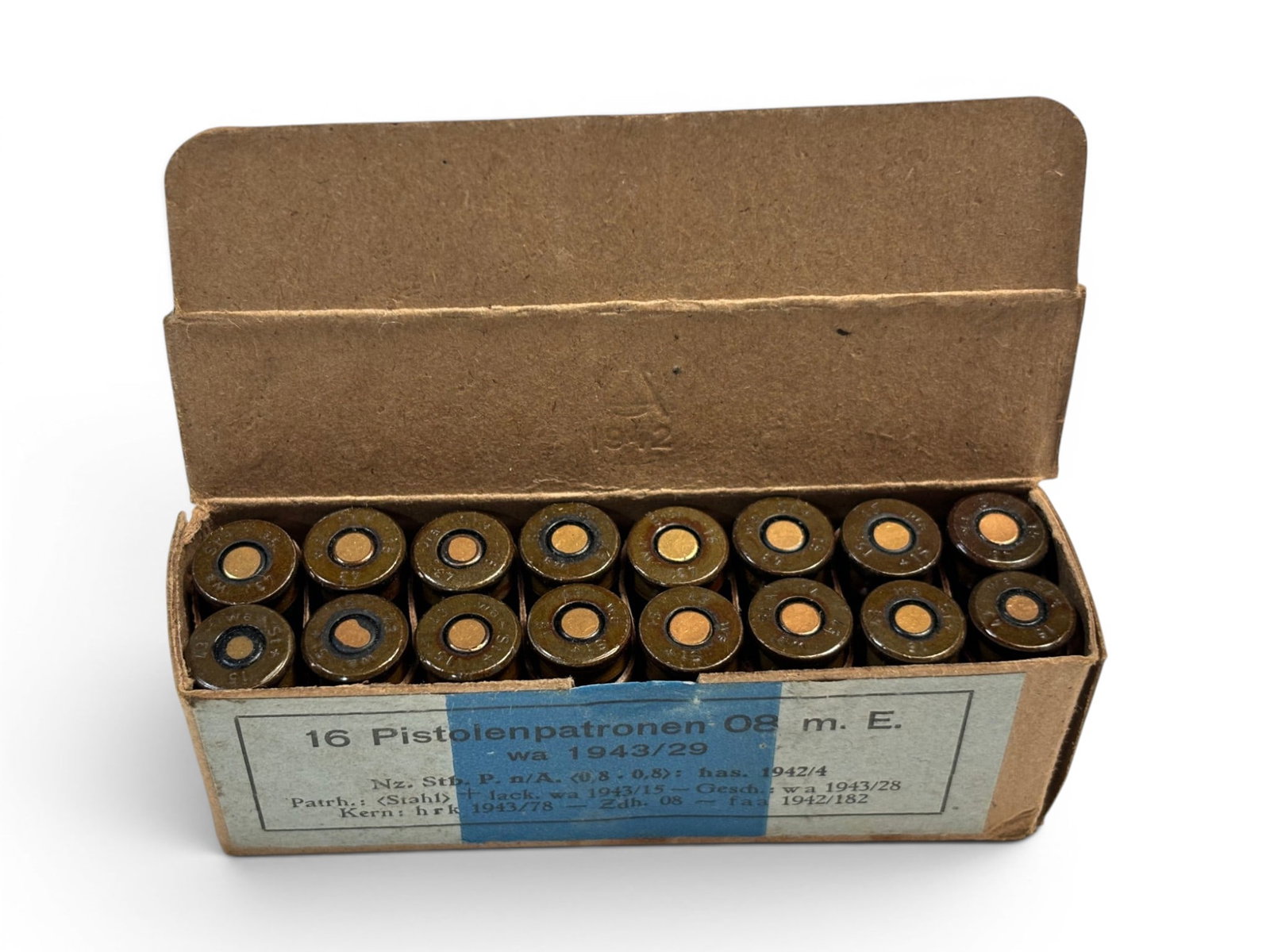 16rds. of Original German WWII 1943 9mm Luger Collectible Ammunition - 2