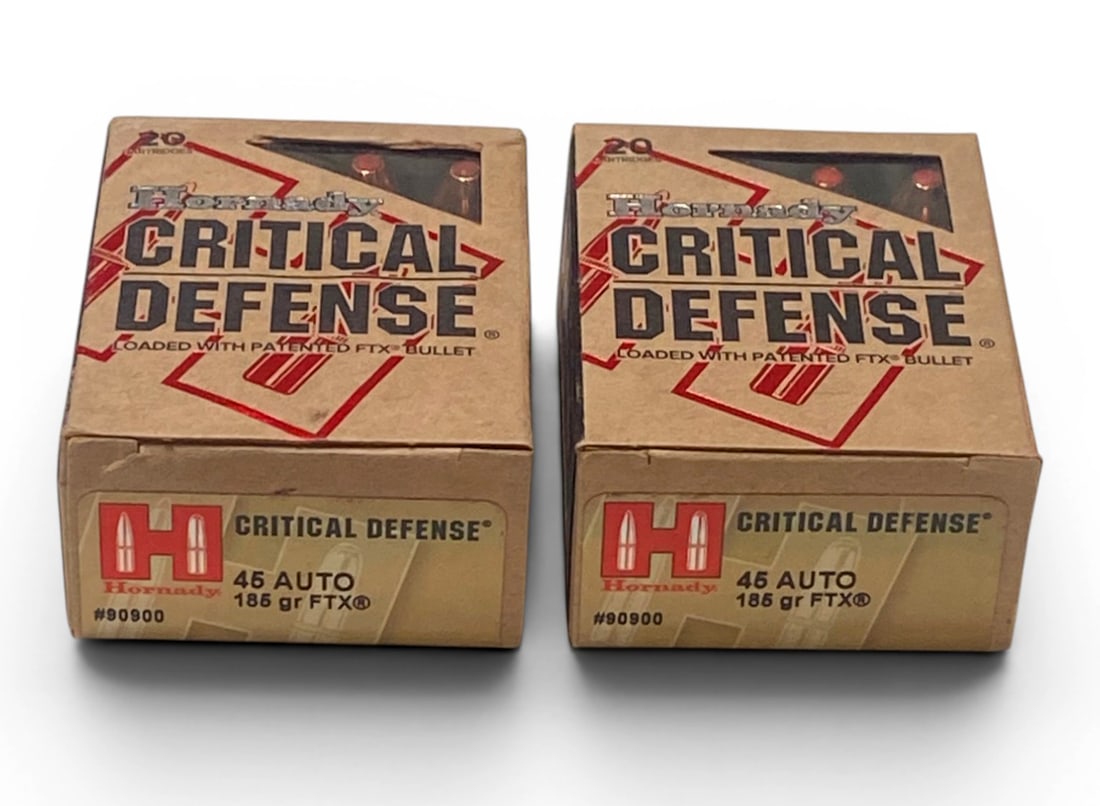 NIB 40rds. Of .45 ACP 185gr. FTX Hornady Critical Defense Ammunition: See photo