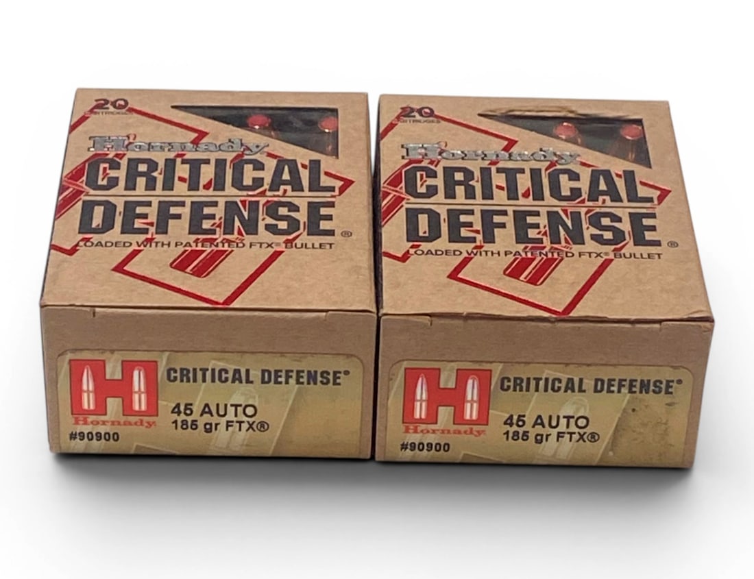 NIB 40rds. Of .45 ACP 185gr. FTX Hornady Critical Defense Ammunition: See photo