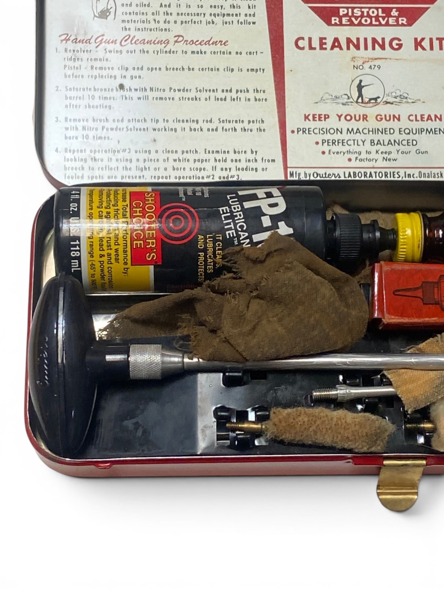 Black Leather Bauer Bros Holster, (3) Gun Locks, and Vintage .45 CAL. Outers Gunslick Revolver Kit - 4