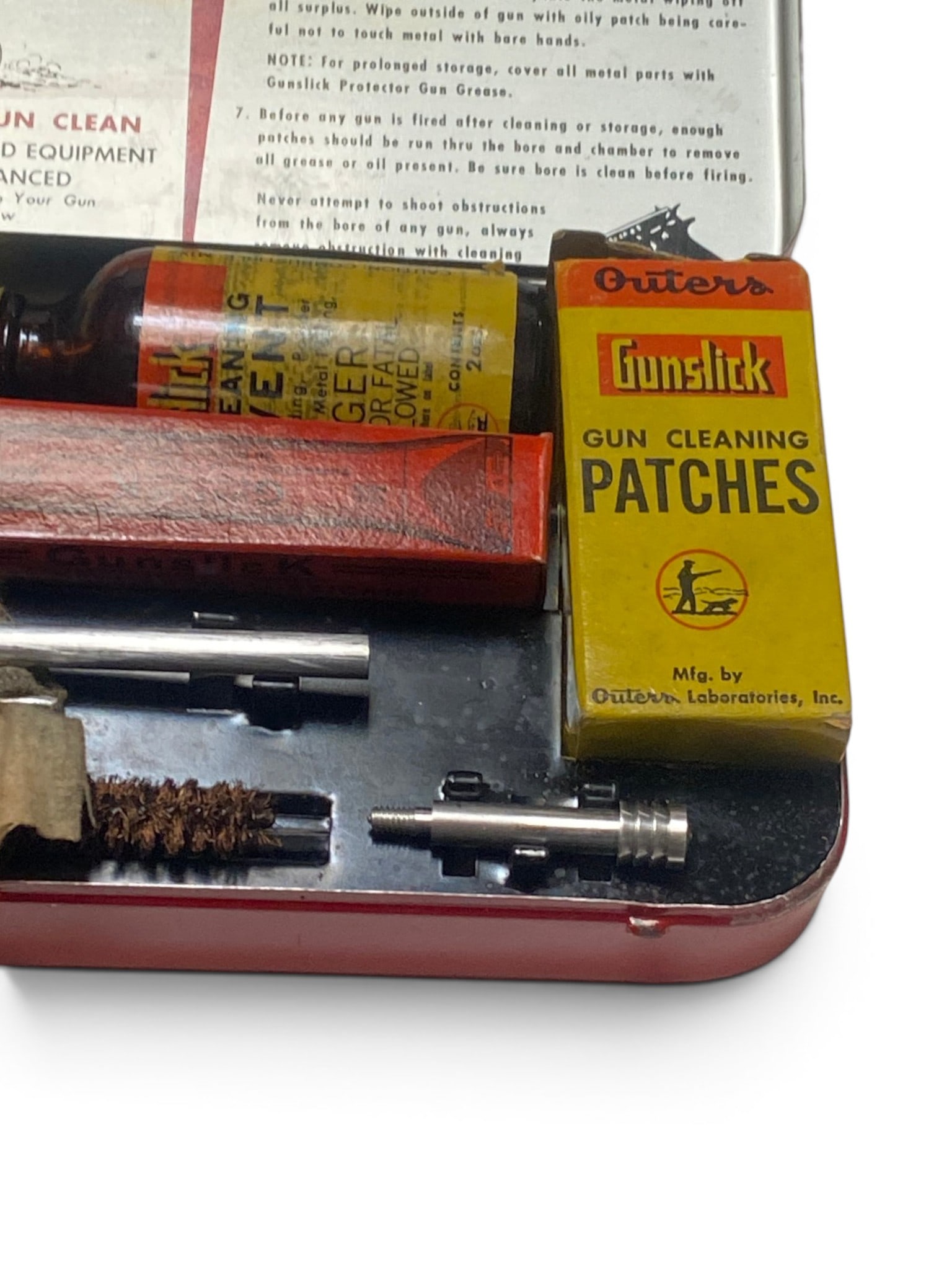 Black Leather Bauer Bros Holster, (3) Gun Locks, and Vintage .45 CAL. Outers Gunslick Revolver Kit - 6