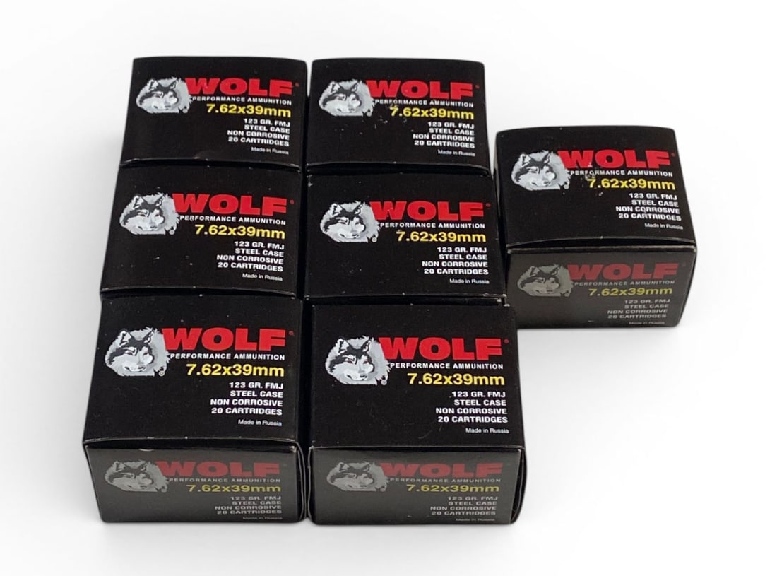 NIB 140rds. of 7.62x39 123gr. FMJ WOLF Steel Case Ammunition: See Photo(s)