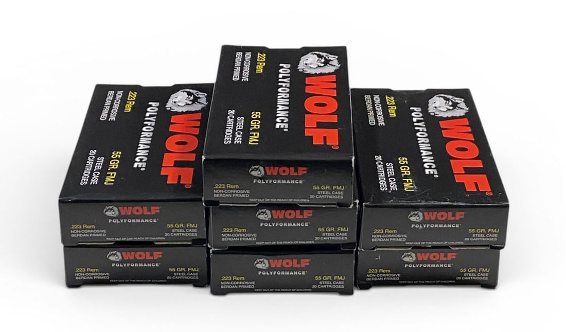 NIB 140rds. of .223 REM. 55gr. FMJ WOLF Steel Case Ammunition: See Photo(s)