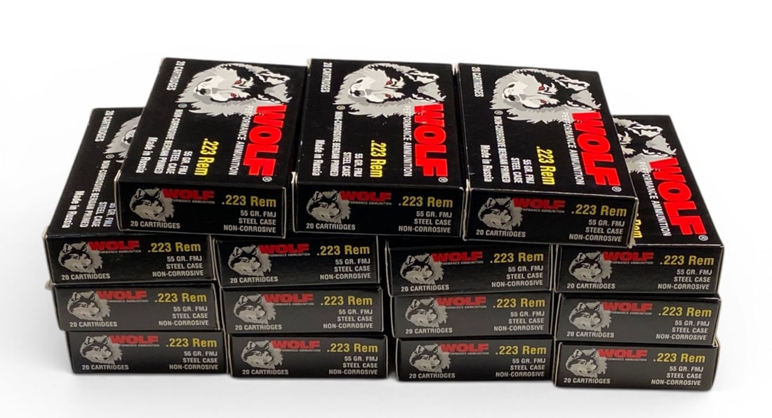 NIB 300rds. of .223 REM. 55gr. FMJ WOLF Steel Case Ammunition: See Photo(s)