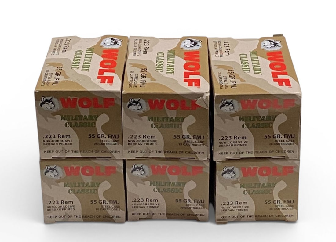 NIB 120rds. of .223 REM. 55gr. FMJ WOLF Military Classic Steel Case Ammunition: See Photo(s)
